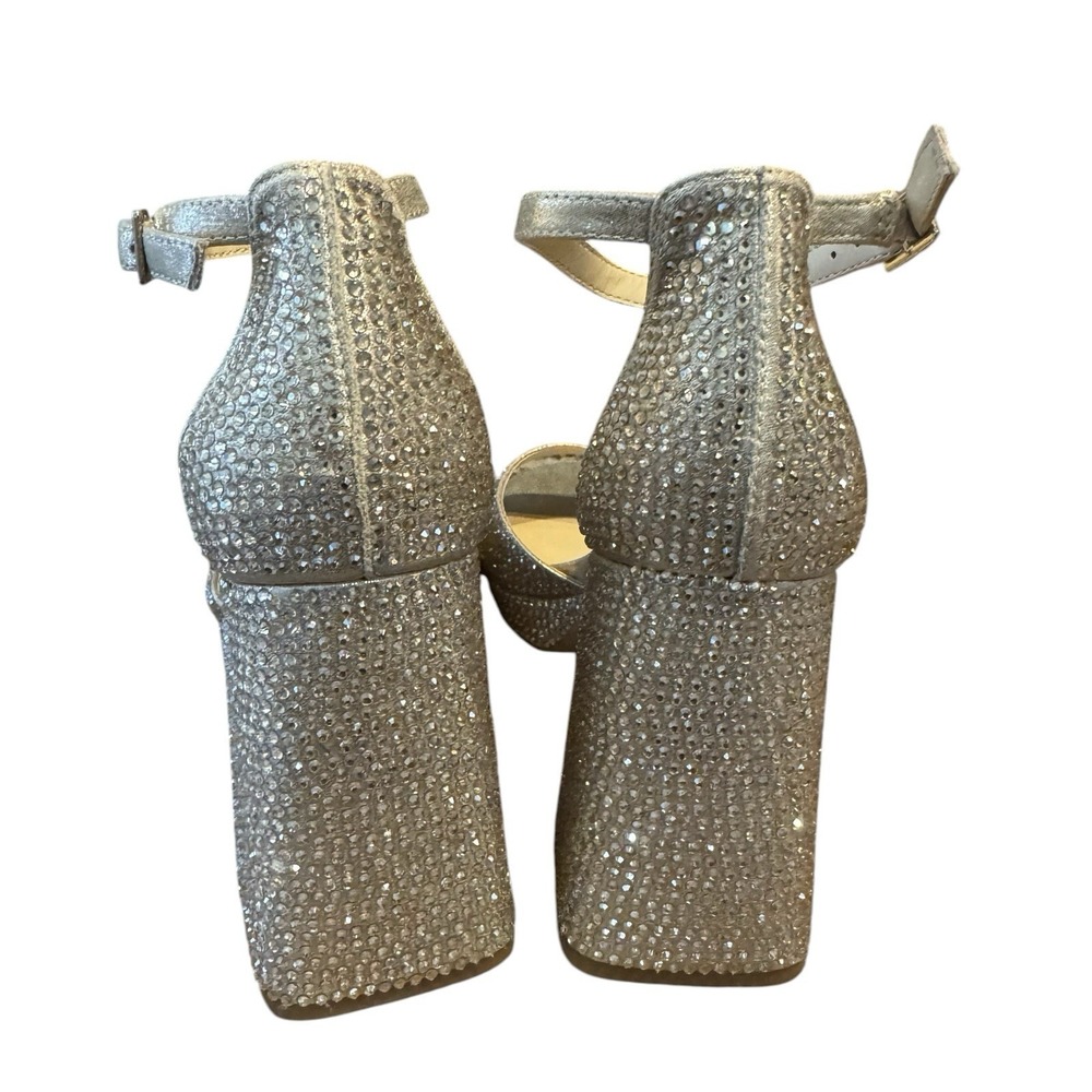 Jessica Simpson Kaliah Champagne Rhinestone Platform Block Heel Sandal 9.5 NWOB - Picture 3 of 9